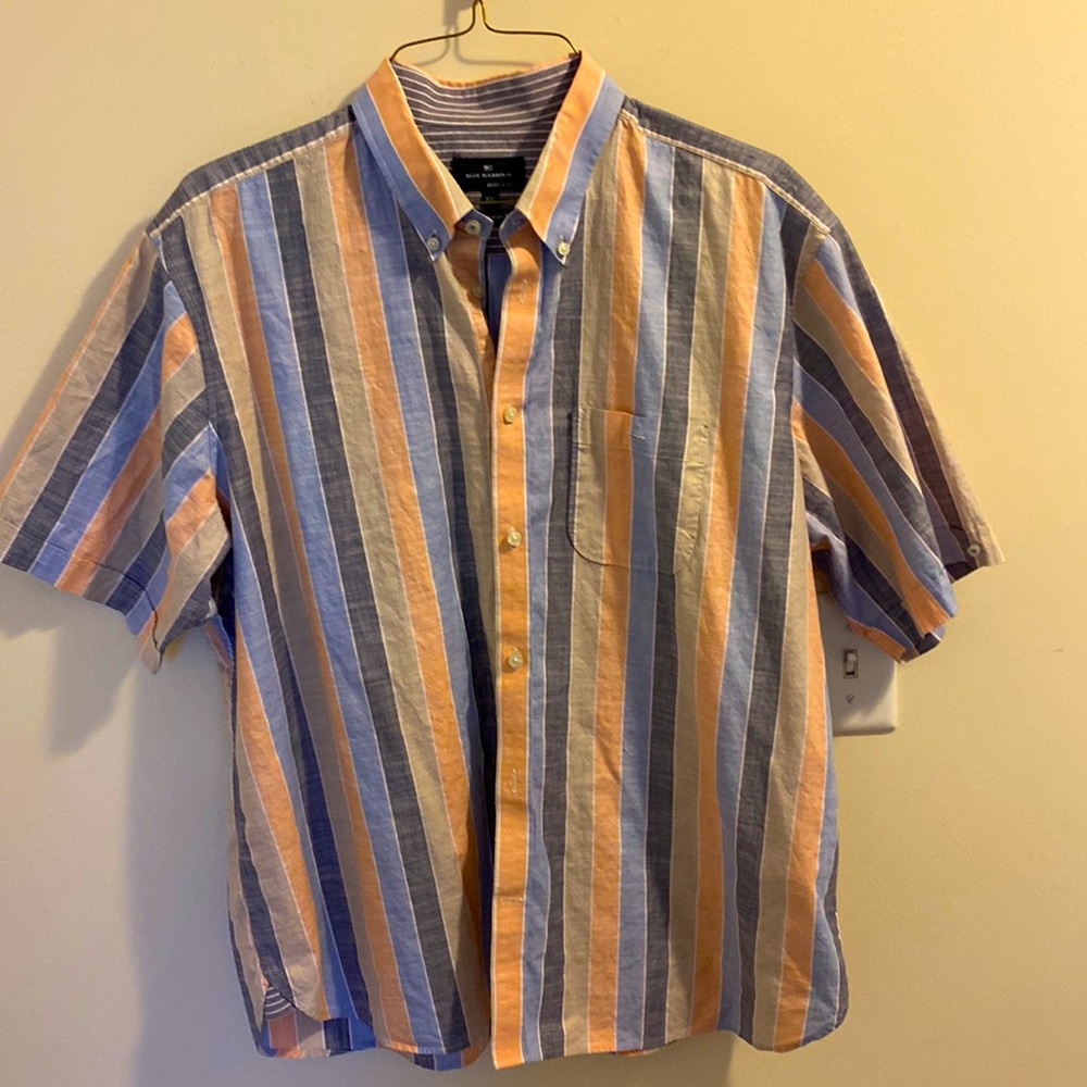 Blue Harbour men’s casual striped shirt sleeve button down shirt XXL